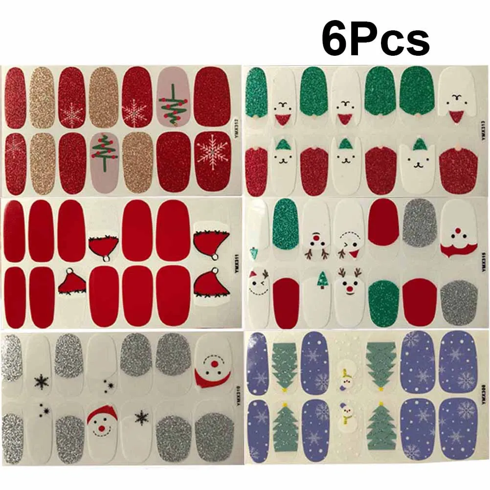 6 pezzi pupazzo di neve set di adesivi per nail art toppa per unghie rimovibile manicure creativa fai da te compleanno festa di Natale decalcomanie adesivo per unghie finte