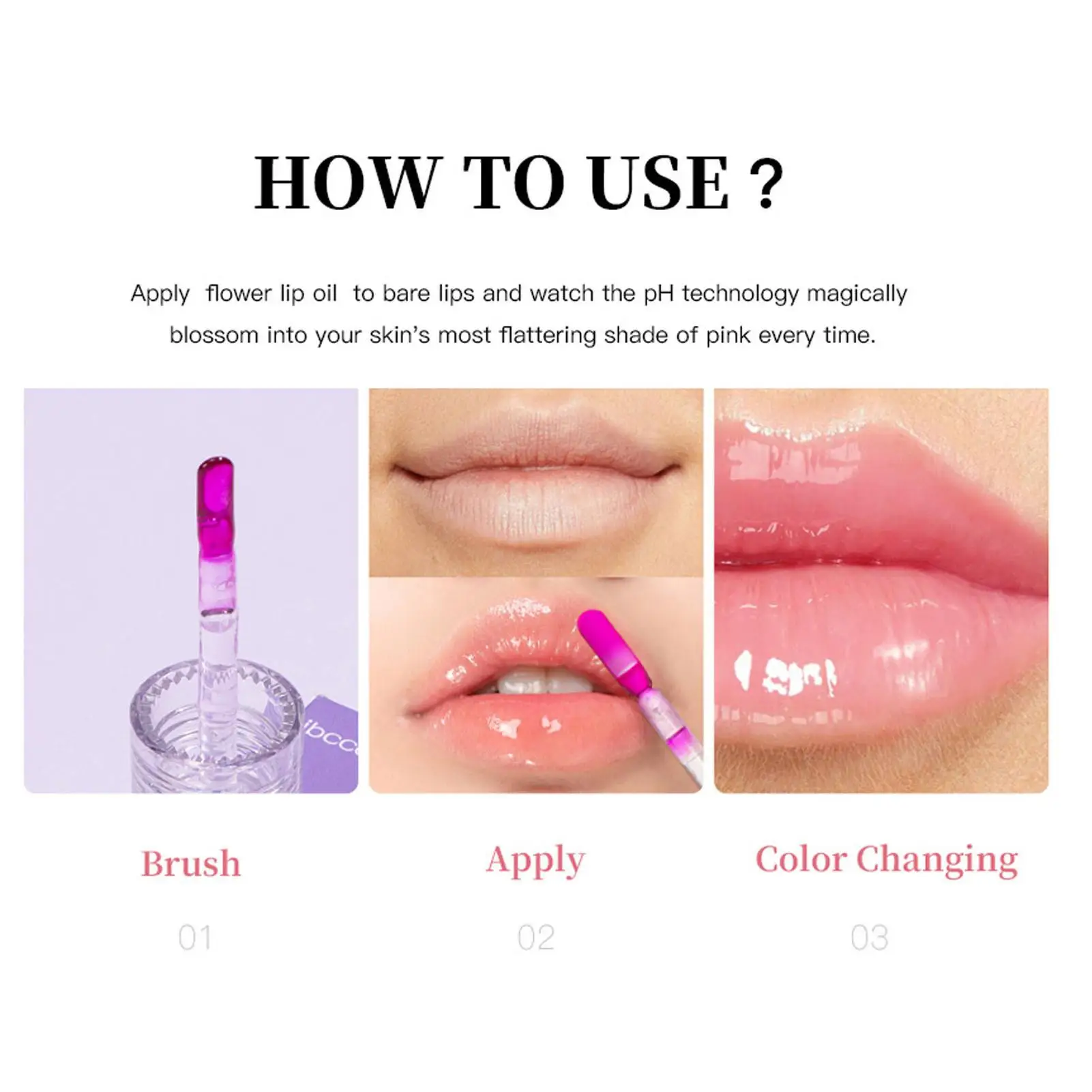 Color Changing Lip Gloss Oil - 0.13oz Moisturizing Flower Lip Oil for Dryness & Dead Skin Repair