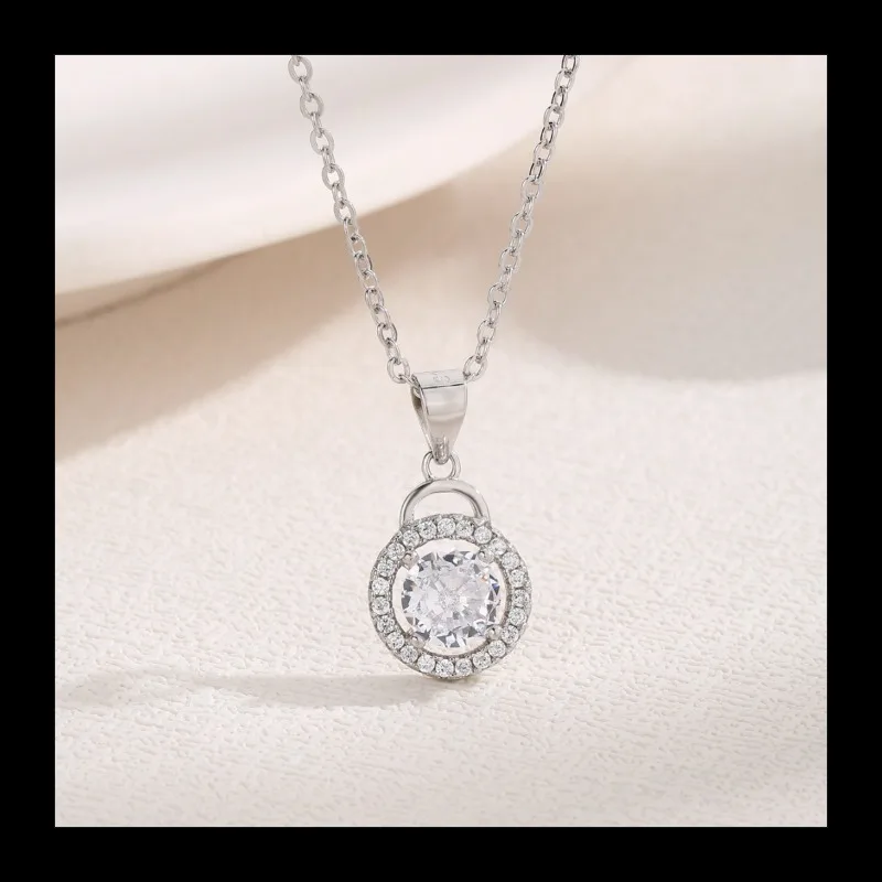 

Новое простое индивидуальное круглое серебряное ожерелье S925 с инкрустацией бриллиантами AliExpress, женское модное нишевое дизайнерское ожерелье