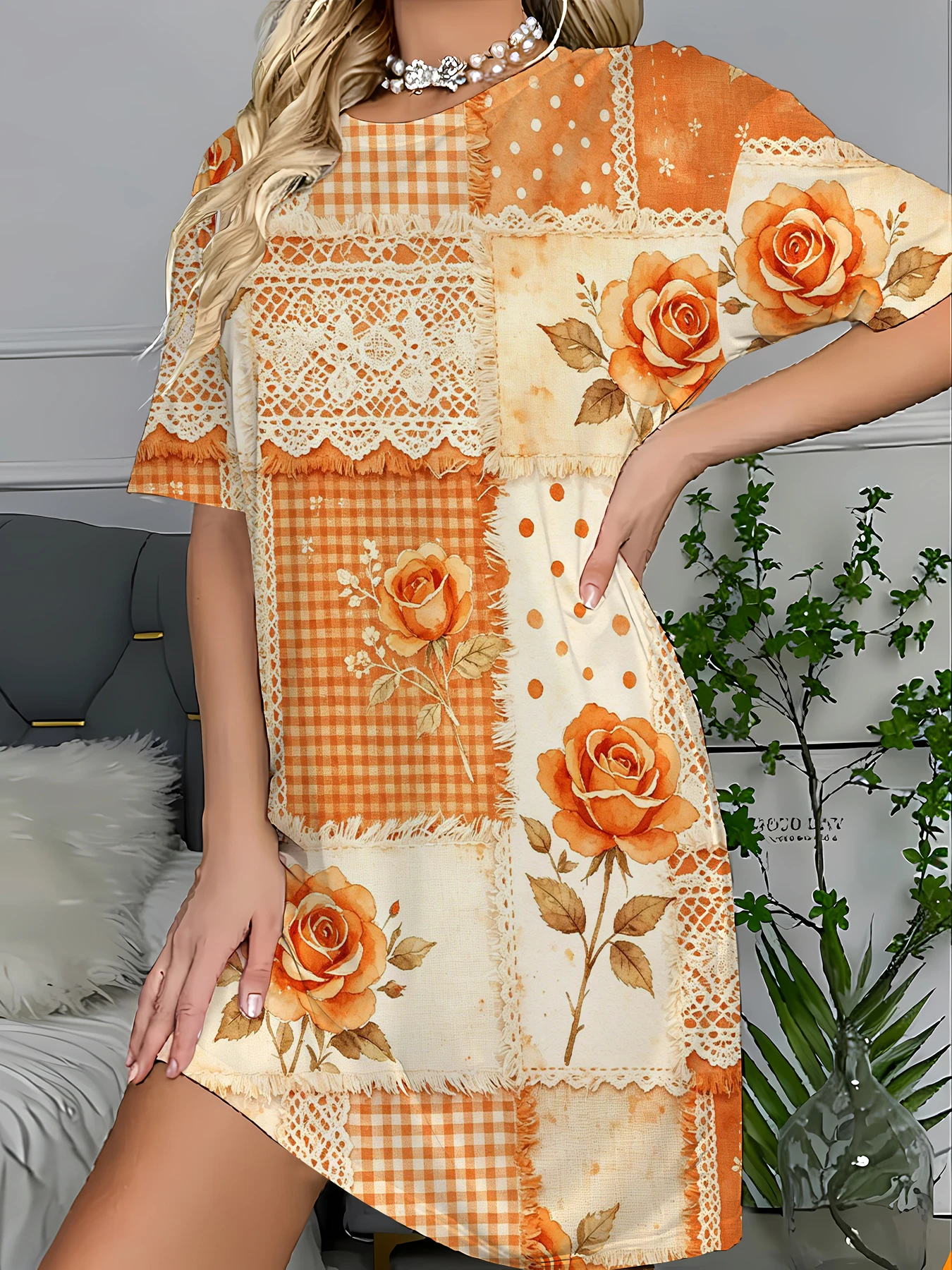 Women's 3D Print Sleep T-Shirt Dress Cute Graphic Knit Nightgown Korean