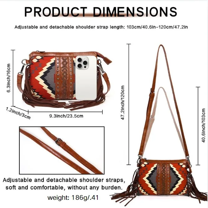 2025 New Retro Viking Style Medieval Tassel Women's Shoulder Bag Crossbody Bag European And American Fashion