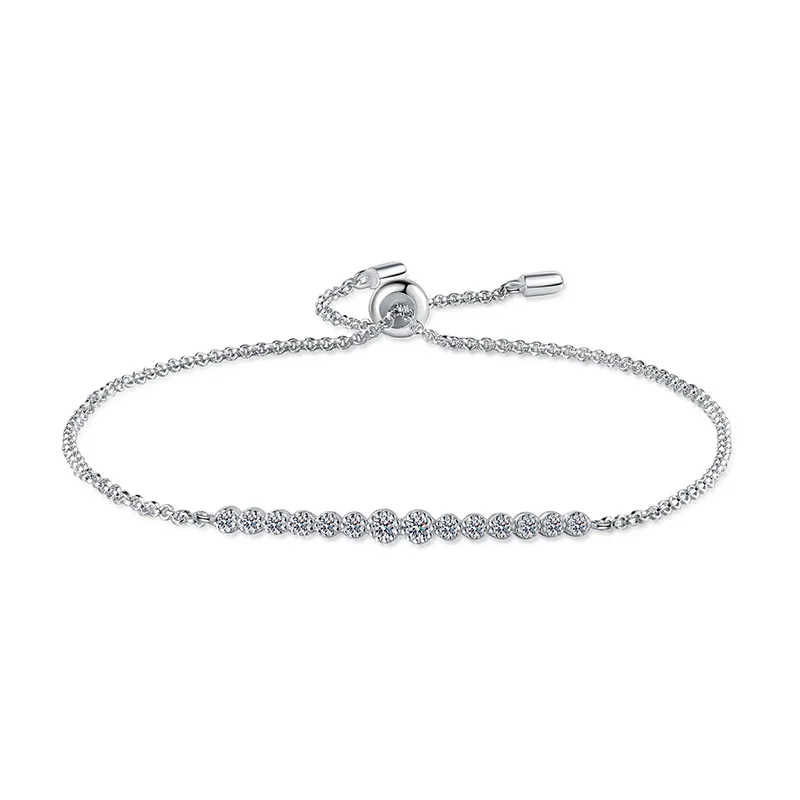 

Lycfn Full Moissanite Bracelets 0.24ct Round Lab Diamond with GRA S925 Sterling Silver Plated 18k Dainty Bracelet for Women