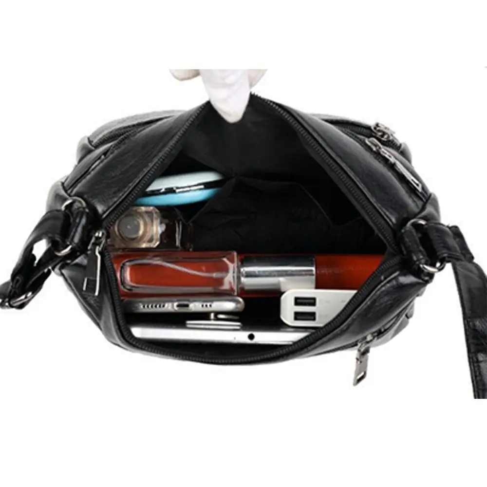 Elegante PU-Leder Einkaufstasche Schwarz Mehrschichtige Tasche für Mütter Mittleren Alters Große Kapazität Tragetasche für Damen – Detail 4