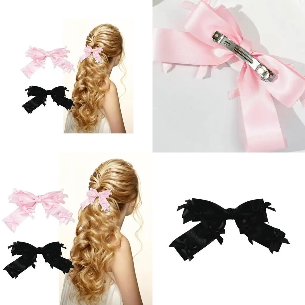 

39BD Elegant Barrettes Hairclip Sweet Bows Balletcore 2000s Girl Headwear Hair Clip