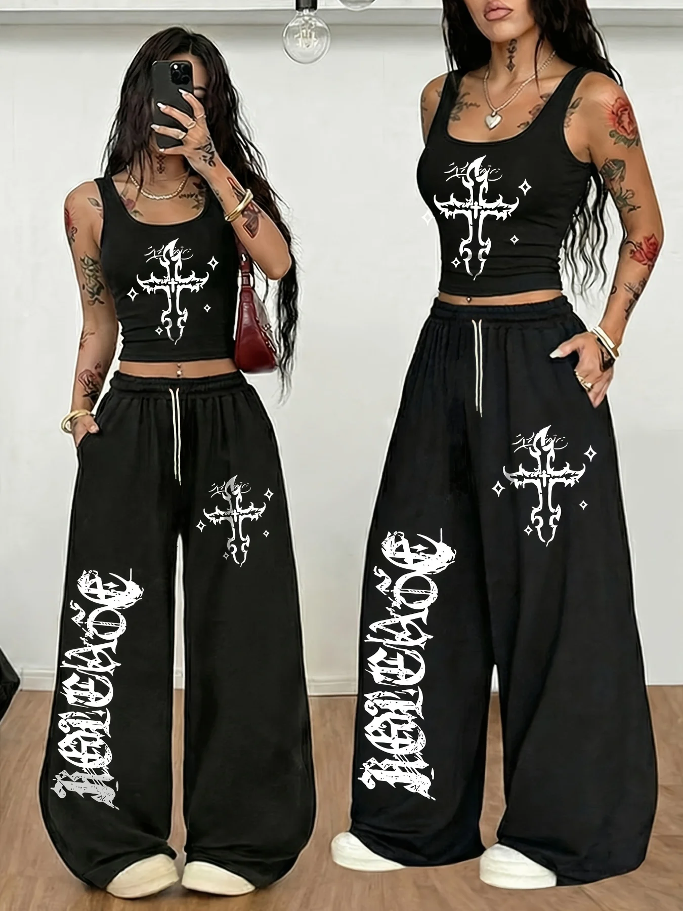 2026 Summer Adult Kids Comfortable Graffiti Letter Print Jogging Pants Geometric Design Drawstring Waist Summer Casual Trousers