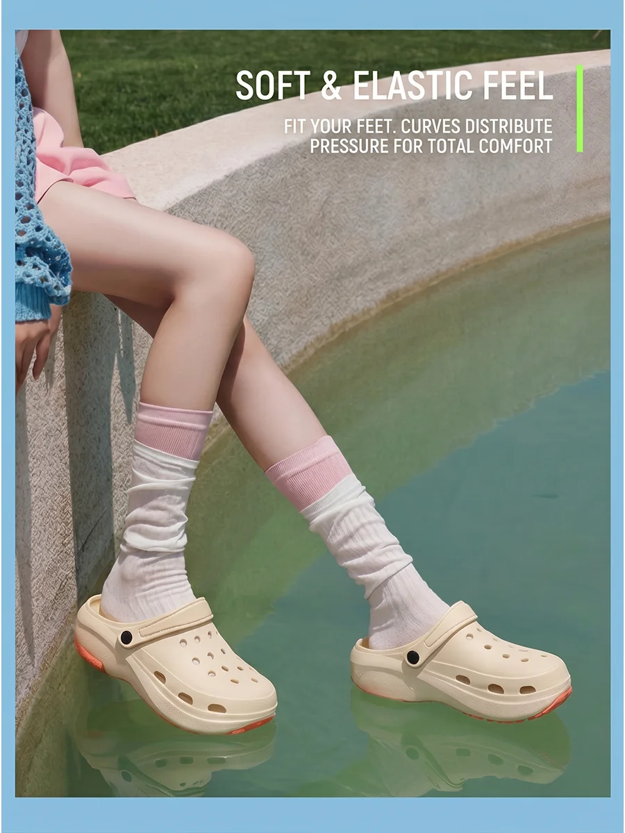 Women Men Chunky Platform Clogs Shoes Summer Thick Sole EVA Non-slip Garden Sandals Black Red Breathable Beach Slippers Outdoor view 5