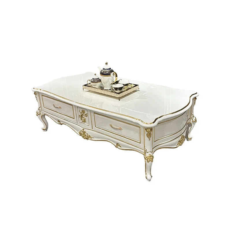 Coffee Table Solid Wood Retro Light Luxury for Living Room for Small Apartment Sturdy Construction, Living Room Center Table