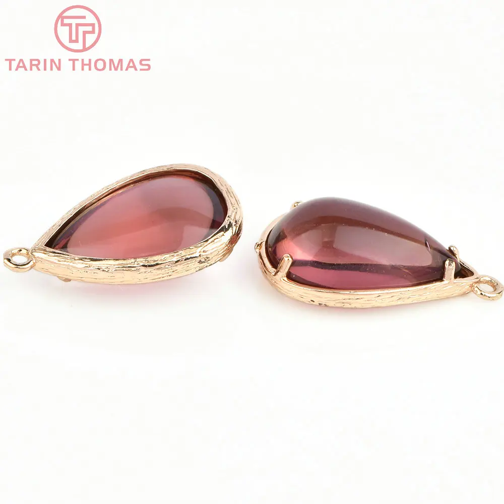 (4122)10PCS 22x14MM 24K Champagner Gold Farbe Messing und Glas Tear Drop Form Charms Anhänger Diy schmuck Erkenntnisse Zubehör – Detail 19