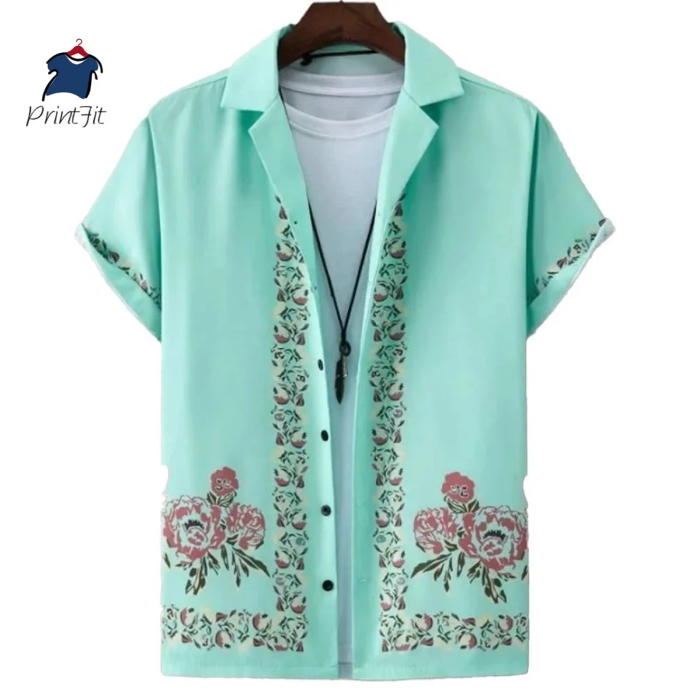Hawaiian Men'S Shirt 3d Flower&Text Printing Beach Party Sweatshirt Loose Oversized Shirt And Blouse High-Quality Men'S Clothing
