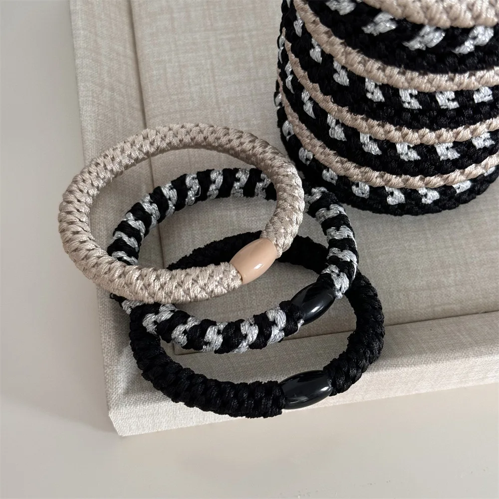 

15 шт., высокоэластичные резинки для волос, женские толстые плетеные веревки для хвоста - прочные ленты для волос без застежек для густых волос