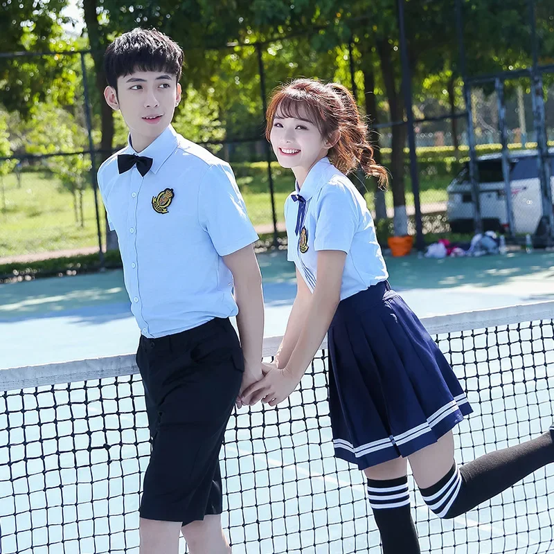 C001 New Summer School Uniform  British Academy Style School Clothes Graduation Class Couple JK Uniform Set Wholesale