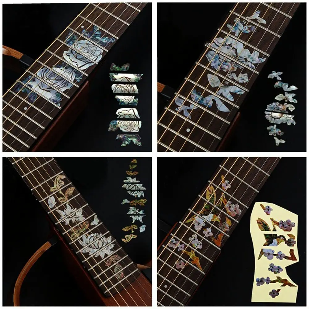 Decoraciones para instrumentos de Guitarra eléctrica, calcomanías con incrustaciones cruzadas, accesorios de Guitarra, pegatina de diapasón, pegatinas ultrafinas