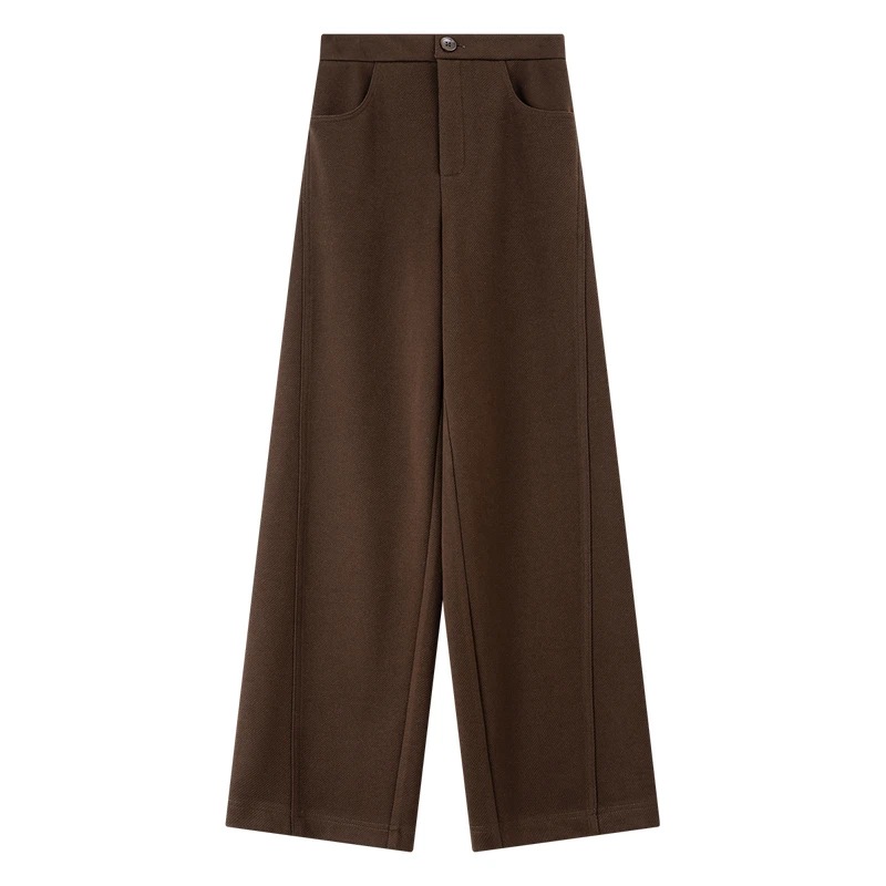 VIMLY Simple Long Winter Pants for Women 2025 Casual Solid Elastic Waist Straight Trousers Loose Fitting Woman Clothing A3383