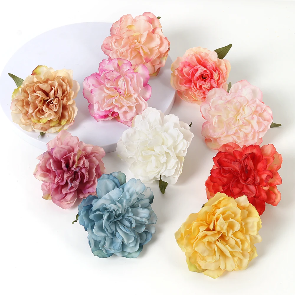 Peônias De Seda Artificial para o pano de fundo do casamento, Flores falsificadas, Peony Flower Wall, Decorações De Bolo De Aniversário, 5PCs