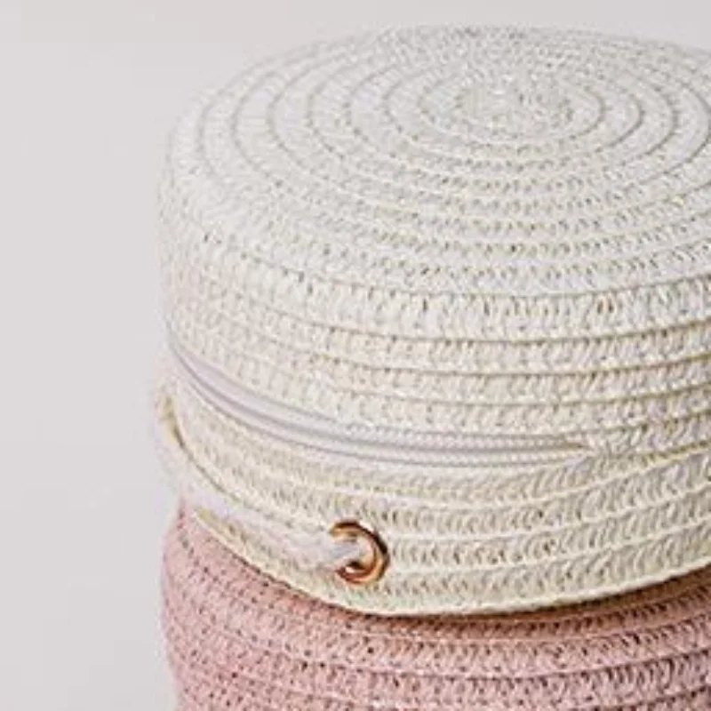 

Fashion Casual Round Straw Shoulder Handbag 1Pcs Minimalist Women Crossbody Purse for Work Date Weekend Getaway