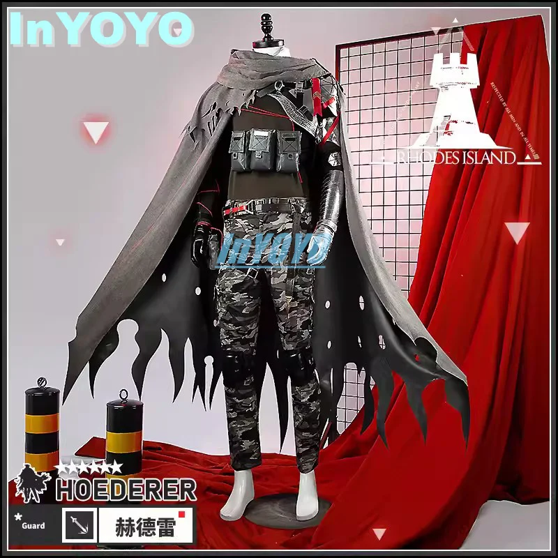 InYOYO Hoederer Cosplay Costume Arknights Game Suit Handsome Uniform Cloak Top Pants Halloween Carnival Party Outfit Customized