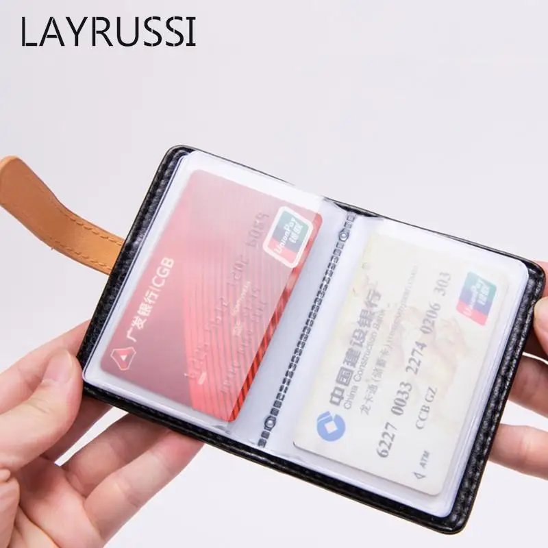 LAYRUSSI Multi-card Position PU Leather Card Holder Women Small Wallet Ladies Purse Men Slim Card Holder Wallet Male Clutch Bag