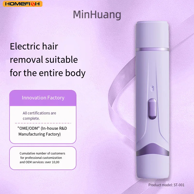 HOMEFISH 2in1 Electric Razor for Women Painless Hair Removal Rechargeable Body Mustache Epilator Shaver