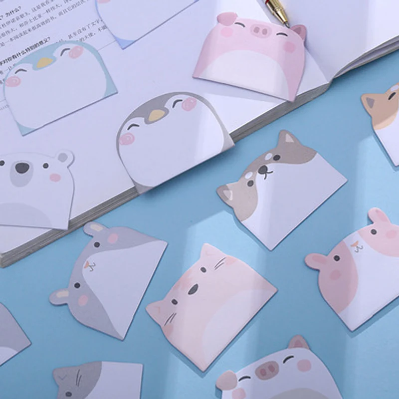 45 Folhas/Pacote Dos Desenhos Animados Notas Pegajosas Pinguim Kawaii Urso Gato Memo Pads Adesivo Presentes Estudante Papelaria Escola Material de