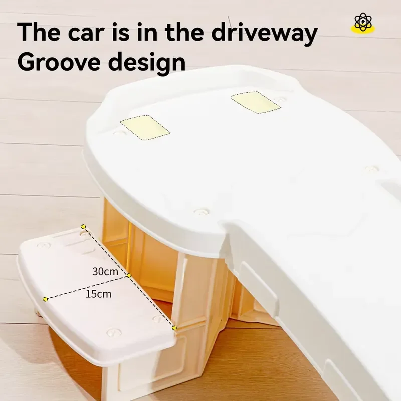 Factory Sale Cartoon Design Indoor Educational Toys Plastic White Children Track up and Down Roller Coaster Ride on Car