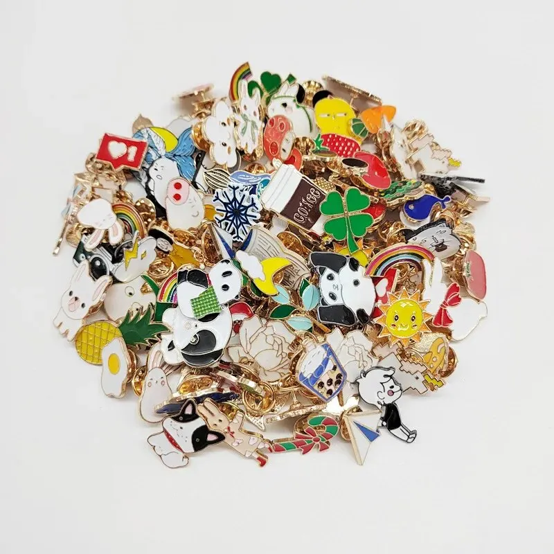 50PCS Cartoon Brooches Icons Plants Pins Badge Animal Or Fruit Button Backpack Clothes Hat Decor Accessories Jewelry image 3