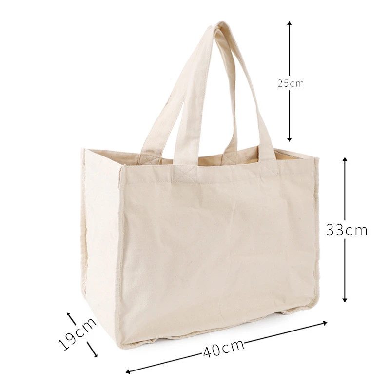 New Large Capacity Shopping Bag for Women High-Quality Cotton Solid Color Reusable Grocery Tote Beach Bags Shopper Handbag