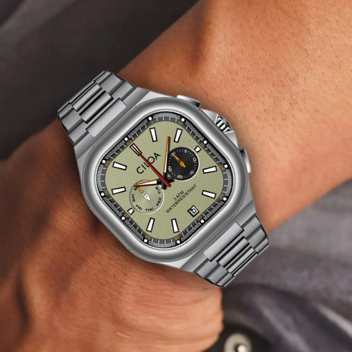 

CILOA Green Square Men's Watch, High Quality, 2025 New Style, Fashionable, Light Luxury Gift, Waterproof Sports Quartz Watch