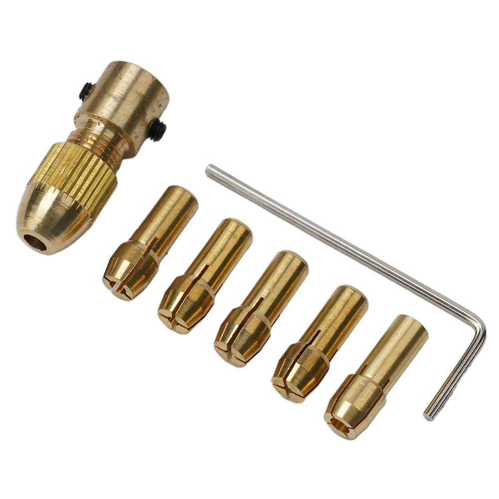 Chucks Adapter Mini Drill 2.35/3.17/4.05/5.05mm Brass Collet Drill Collet Gold Color For Use With Hand Drills Electric Drills