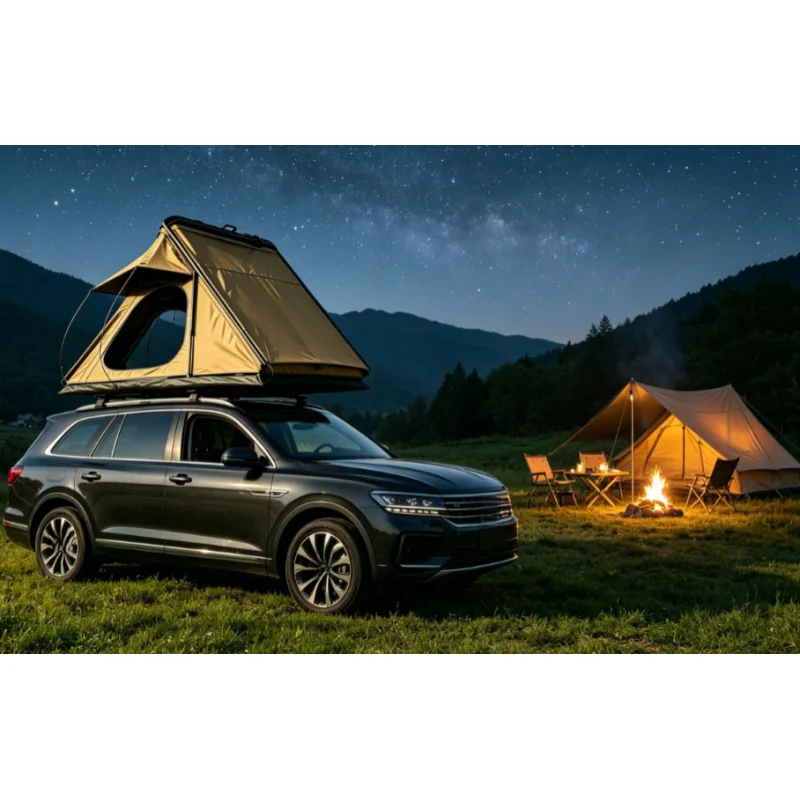 High Quality Ultra-thin Aluminum Hard Shell Triangular Car Roof Tent Waterproof Offroad Self-driving Camping Shelter