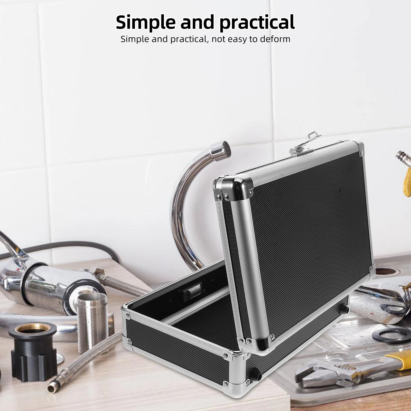 

Aluminum Toolbox Large Capacity Portable DIY Tool Case Hard Storage Metal Briefcase Carrying Suitcase Craftsman Organizer Empty