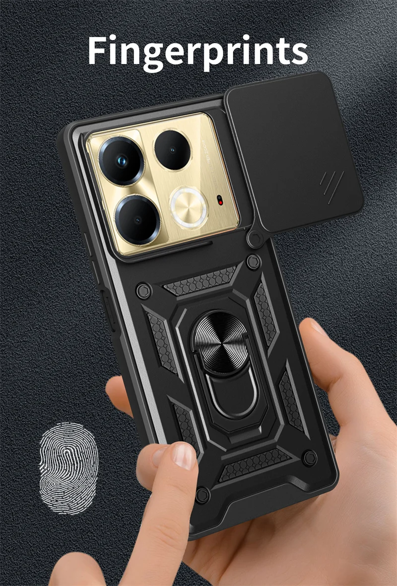 For Infinix Note 40 4G Case Slide Camera Lens Protect Armor Shockproof Coque For Infinix Note 40 Note40 Magnet Ring Holder Cover