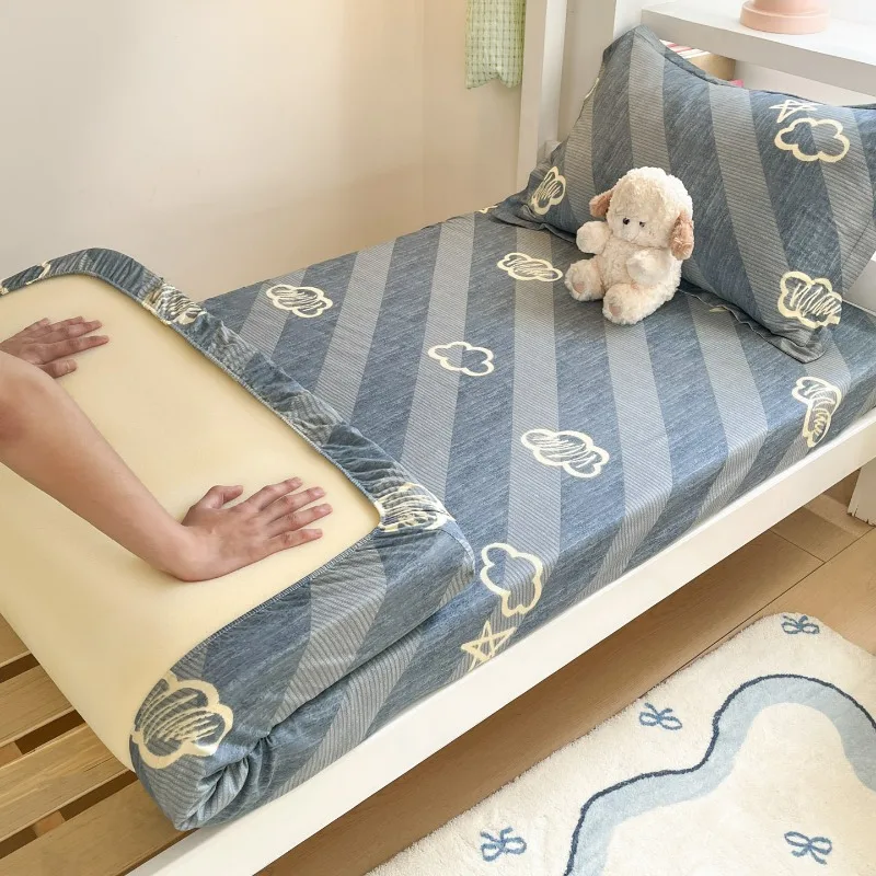 

2025 new cotton printing student dormitory bed hat series anti-mite two-piece set single bed hat comfortable and breathable