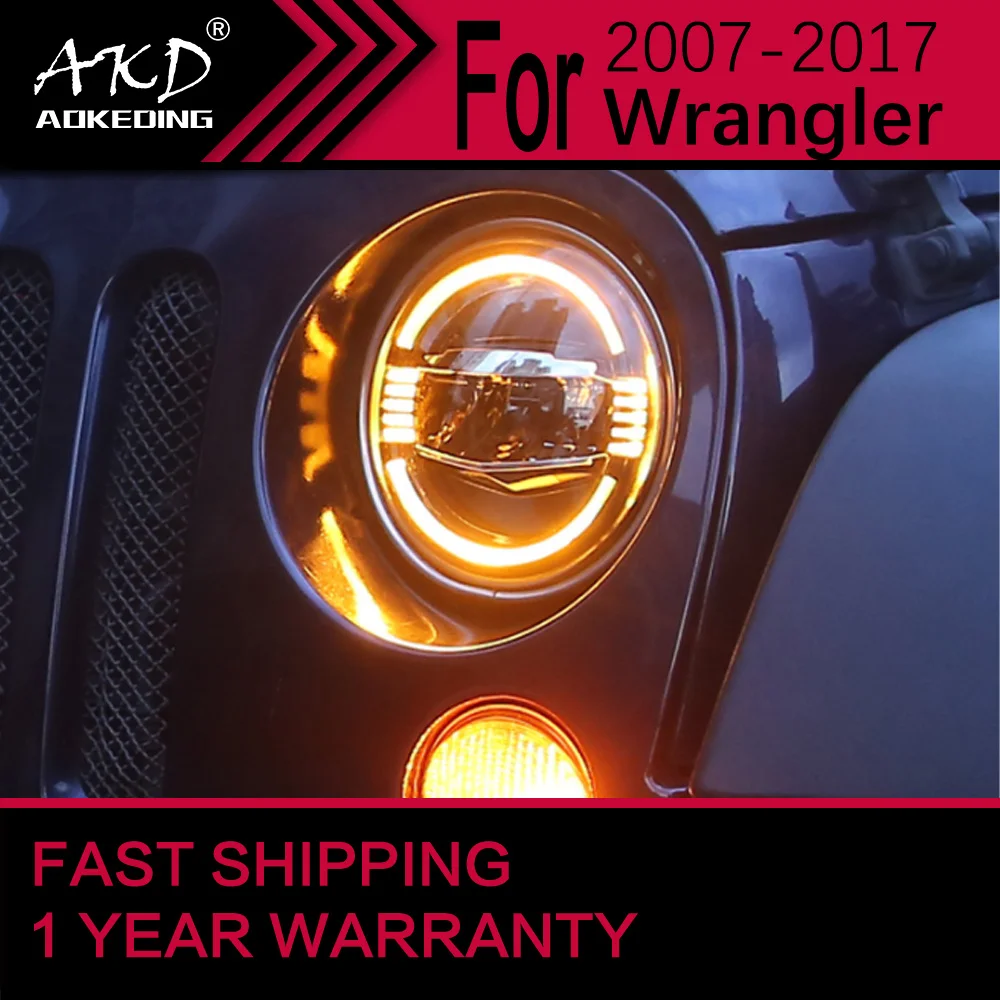 Car Lights for Jeep Wrangler LED Headlight 2007-2017 Wrangler Head Lamp Drl Projector Lens Automotive Accessories