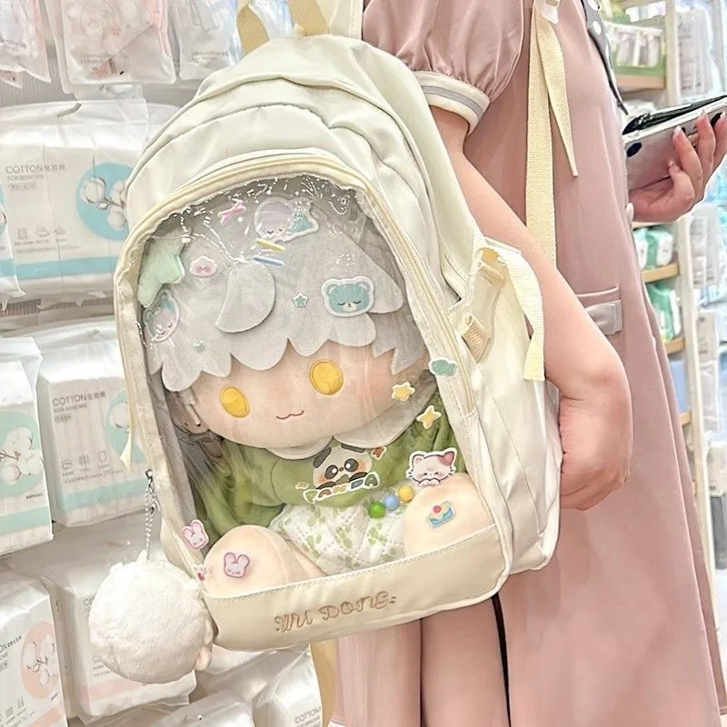 

JIAERDI Solid Color Simple Academic Style Backpack Women Large Capacity Student Bags Ladies Everyday Anime Transparent Ita Bag