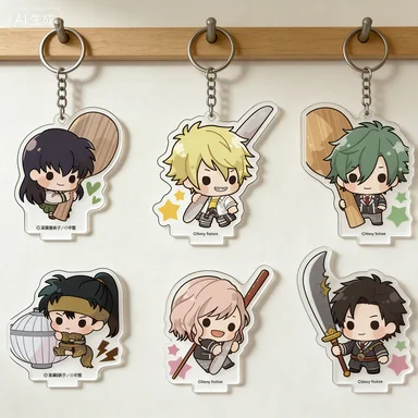 Anime Keychains Cartoon Figures Higurashi Kagome Sesshoumaru Miroku Acrylic Keyring Q Version bag decorations 6cm Wholesale