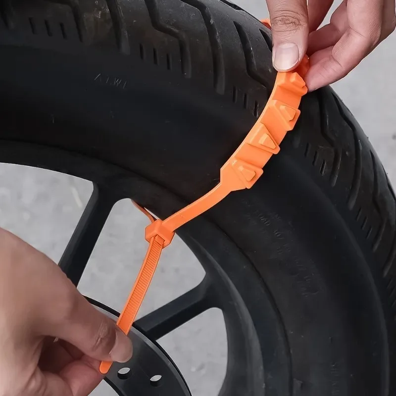 Triangle Anti-slip Tie Emergency Safety Belt with Snow Chains for Winter Tyres  and Reusable Ties for Motorcycle and Bike image 4