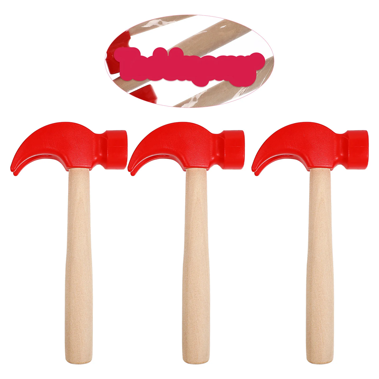 3Pcs Wooden Hammer Set Fine Craftsmanship Lightweight Round Smooth Surface Maintenance Simulation Tool for Kids Hand Muscle