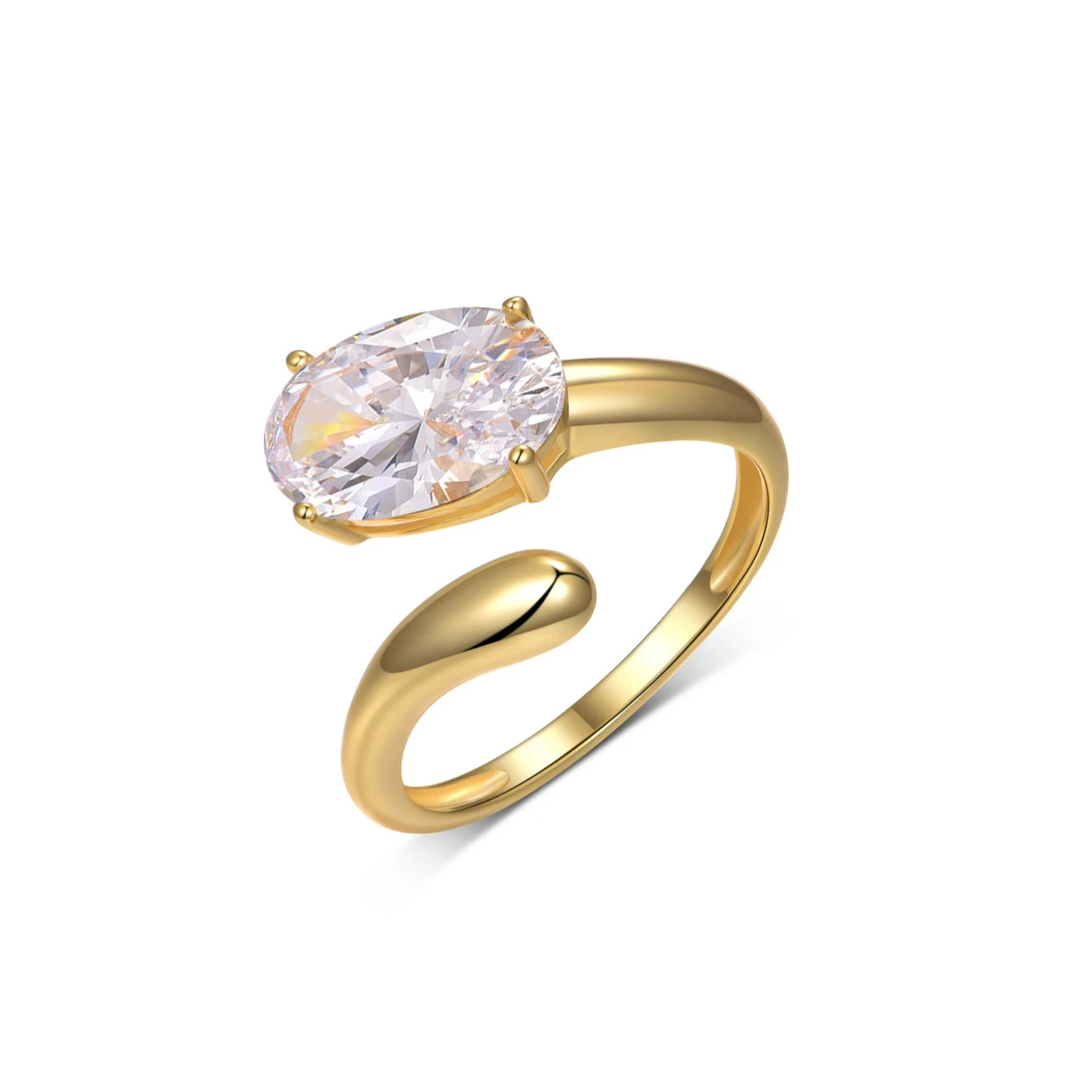 

S925 Серебристый 4,5 карата Ovat Муассанит Регулируемое открытое кольцо Изящные ювелирные изделия Свадебная помолвка Повседневная одежда Подарок с сертификатом