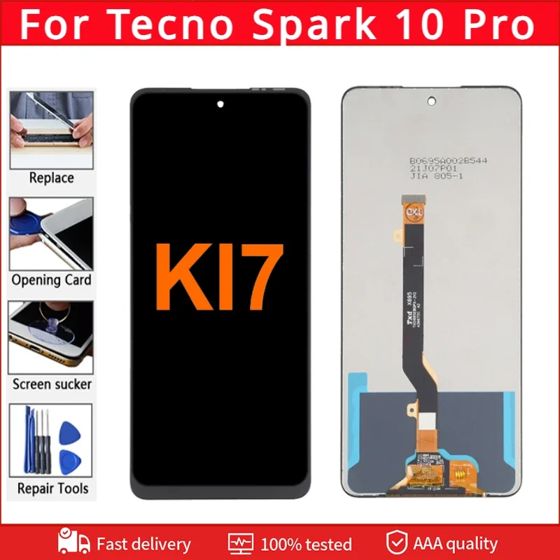 6.8'' IPS For Tecno Spark 10 Pro KI7 LCD Display Touch Screen Digitizer Assembly Parts