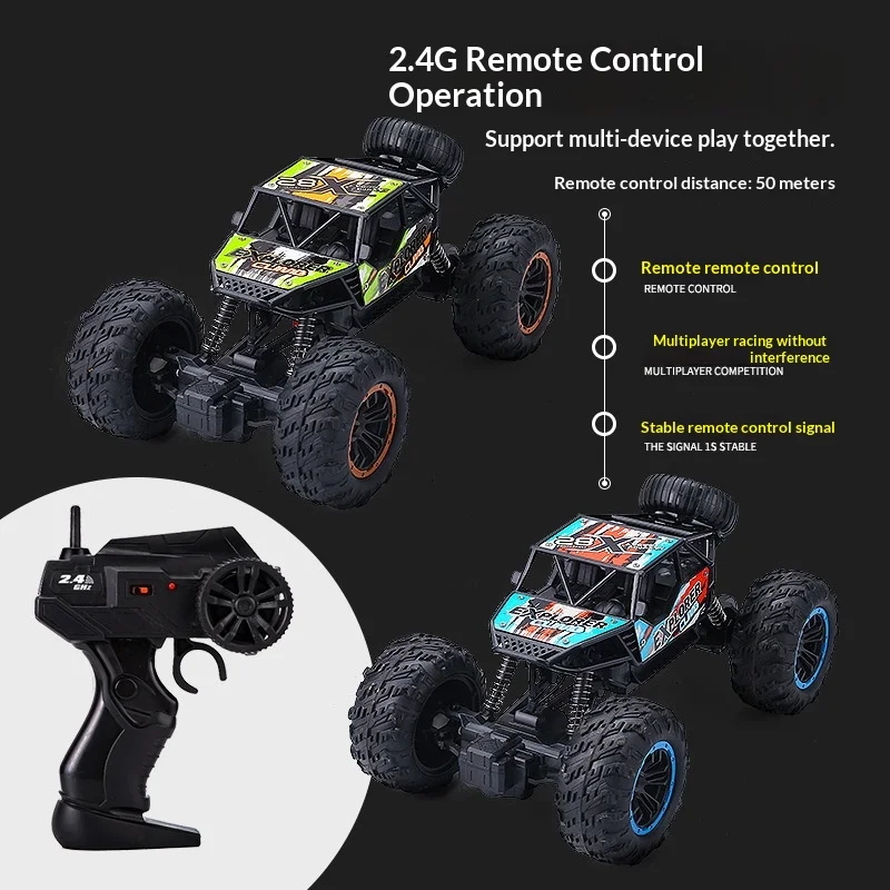Large Size 2.4g Remote Control Monster Truck 4wd Professional High Speed Rechargeable Off Road Climbing Car Toy For Boys Kids