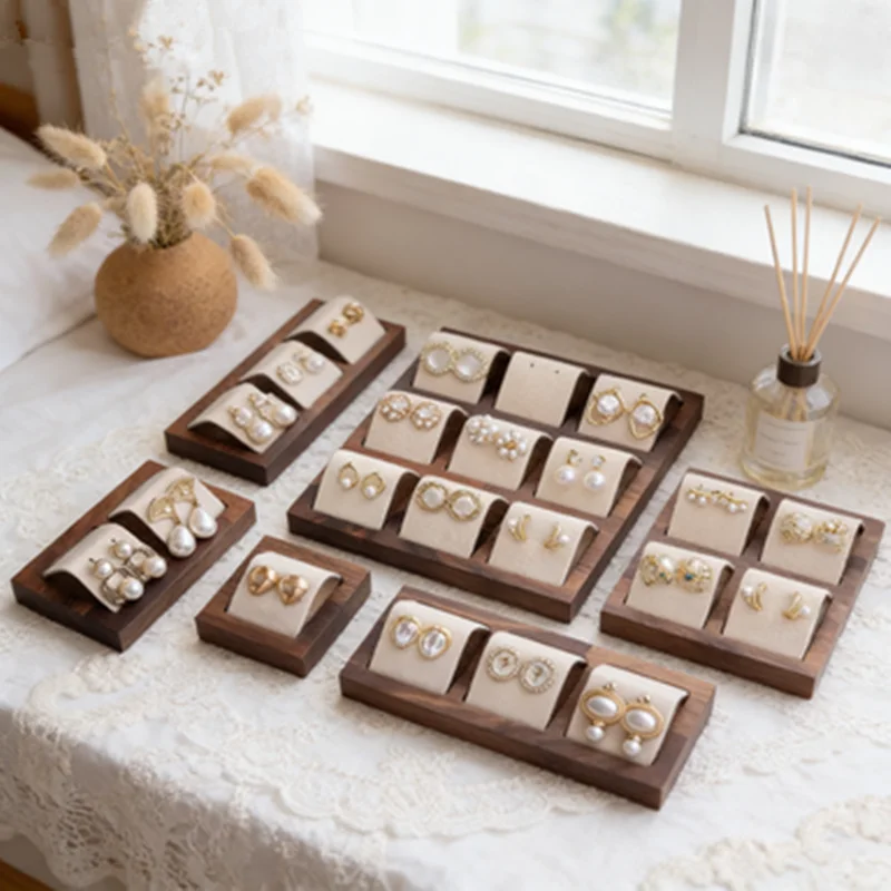 

Высококачественный держатель для сережек из орехового дерева, роскошная подставка для хранения ювелирных изделий, подставка для ювелирных изделий, органайзер для сережек, коробка