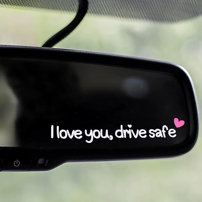 ملصقات مرآة السيارة "I Love You Drive Safe" ملصق أمان للتذكير المحنون على شكل قلب للنساء للسائقين ديكور داخلي للسيارة #2