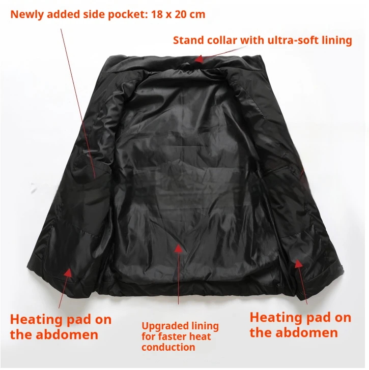 European size Mens Heated Vest 15 Heating Zones Electric Thermal Padded Waistcoat Winter Warm Outdoor Gilet Body Warmer