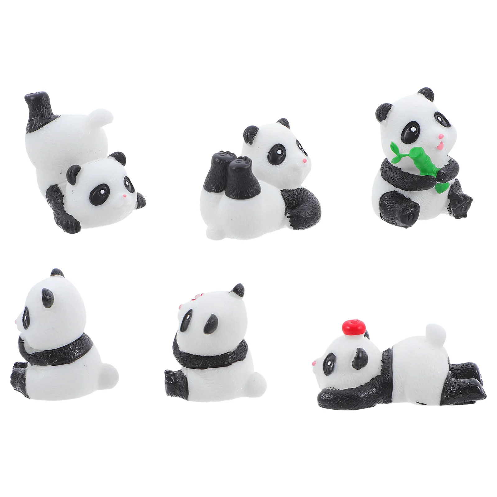 

6 Pcs Micro L Figurines Mini Resin Decorative naments for Garden Desk Home Party Bonsai Cake Mini Animals Statue