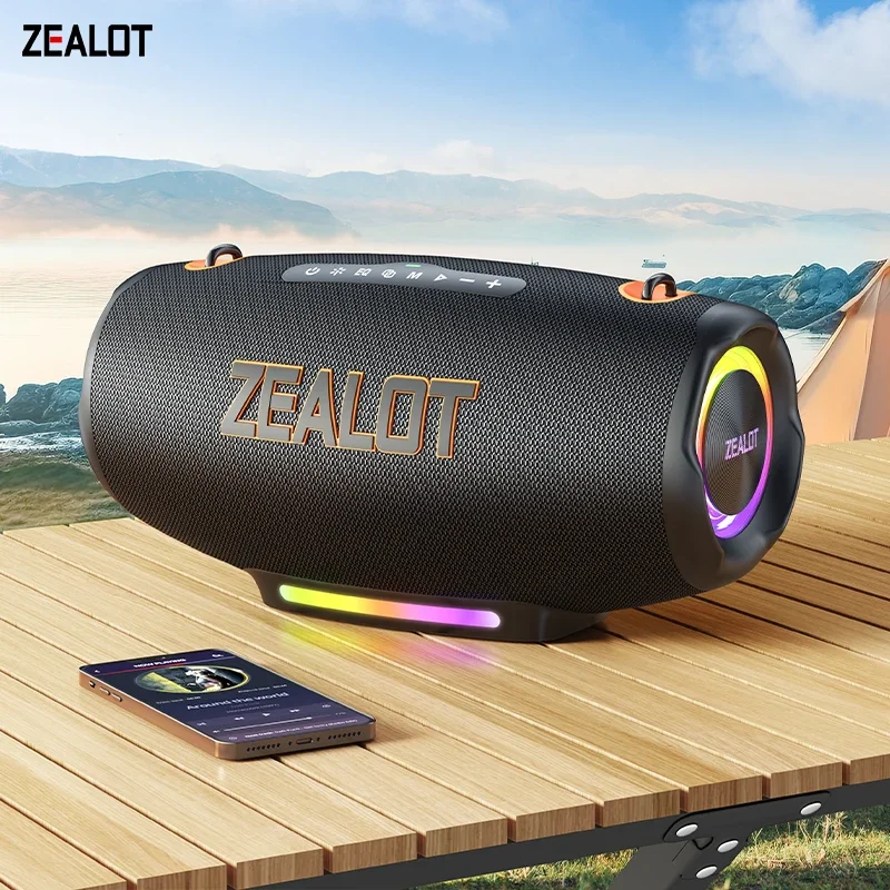 Zealot-S127 Portable Bluetooth Speaker 100W StormBox Blast Outdoor Wireless Speaker IPX6 Waterproof Party Camping Speaker 12H