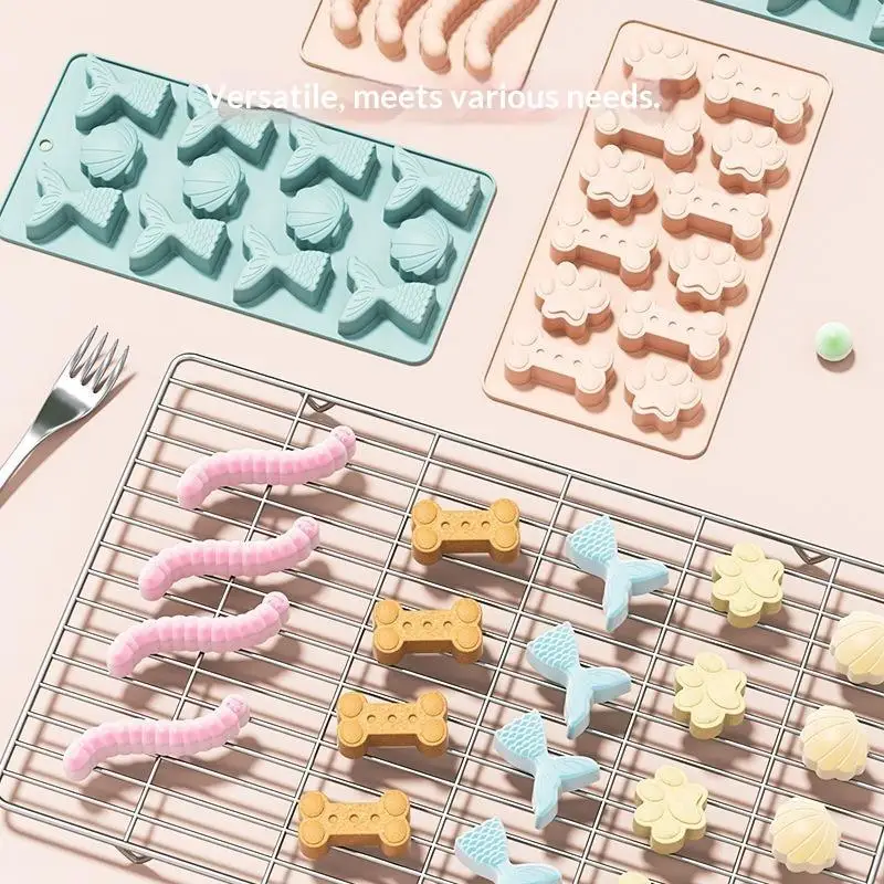 Marine Theme Fondant Silicone Mold,Seashell,Mermaid Tail,DIY Handmade Baking Tools For Mermaid Theme Cake Decoration