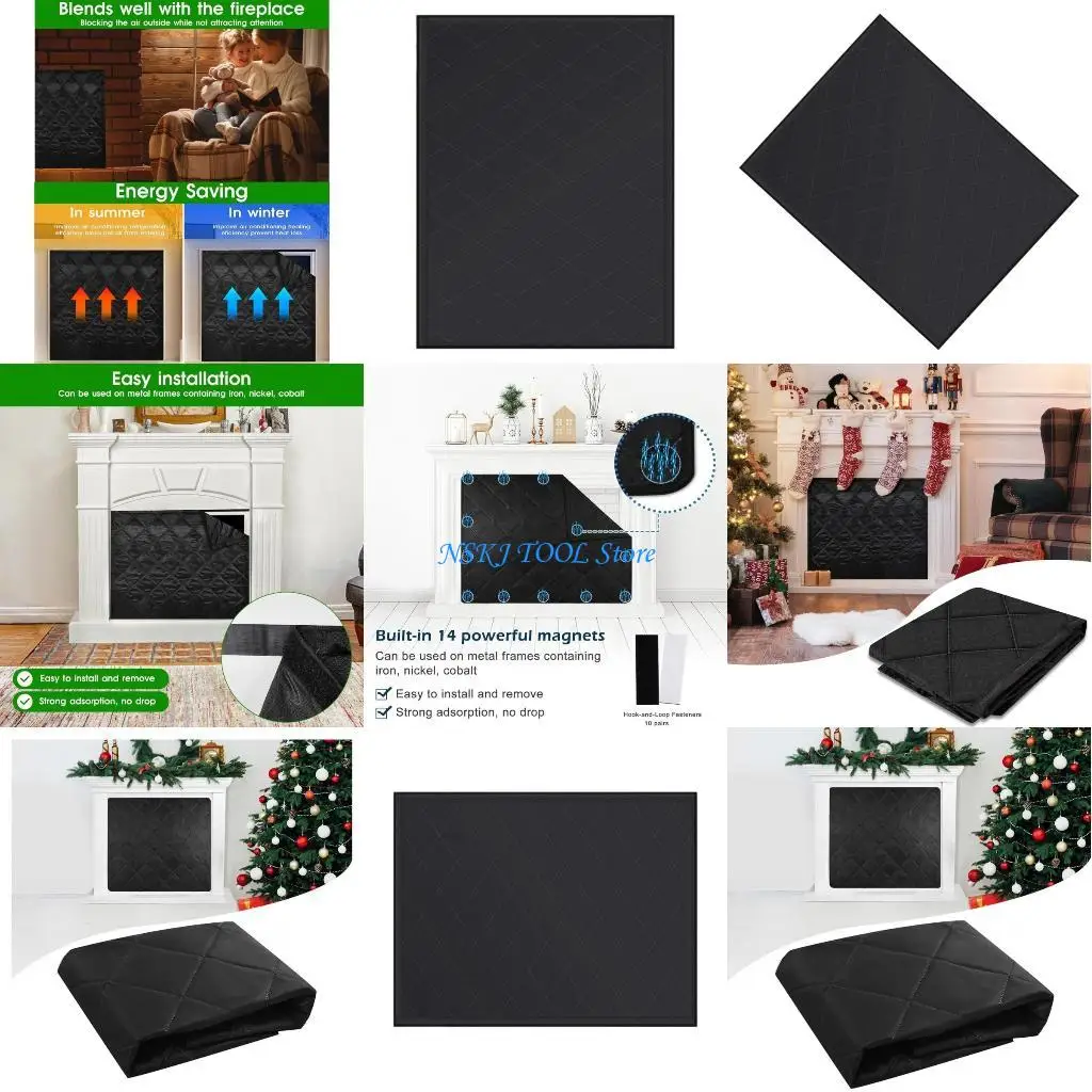 L8RC Fireplaces Insulation Cover Thermals Barrier For Dustproof Smokes Protecting Heavy Type Fireplaces Blanket