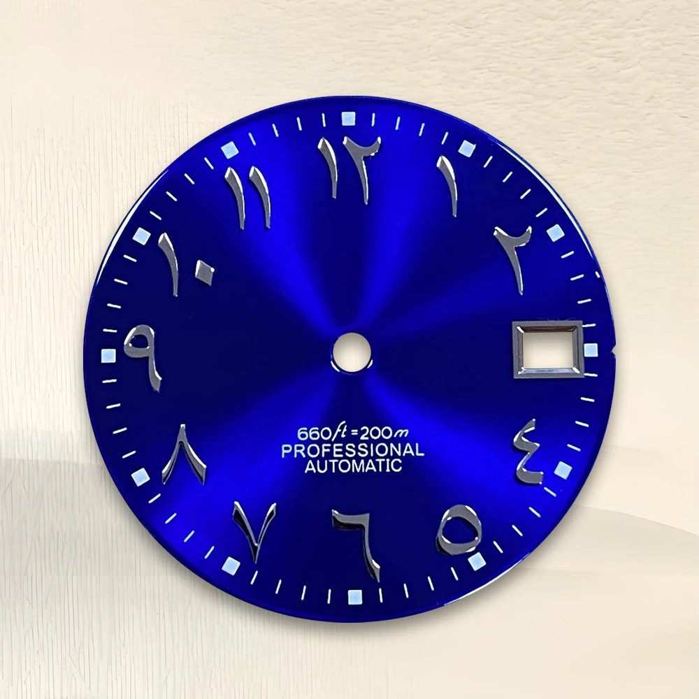 Quadrante per chiodo romano da 28,5 mm con logo S adatto per movimento giapponese NH35/NH36 NO accessori per la modifica dell'orologio luminoso verde