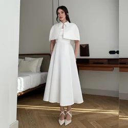 Customized Formal High Quality Pleat A-line High Collar Midi Dresses Bespoke Occasion Dresses Matching Exquisite Elegant Simple