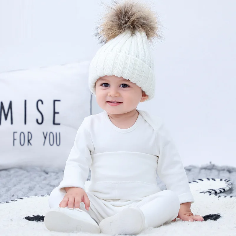 2PCS Autumn Winter Baby Clothes Set Infant Solid Baby Sweater Suit Newborn Baby Clothes 0-24M Long Sleeves Underwear Pajamas Set image 5